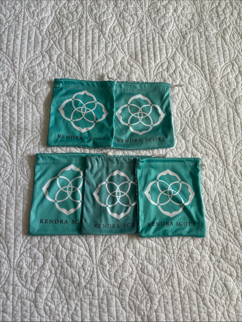 Kendra Scott Teal Jewelry Pouches with White Logo - Set of 5